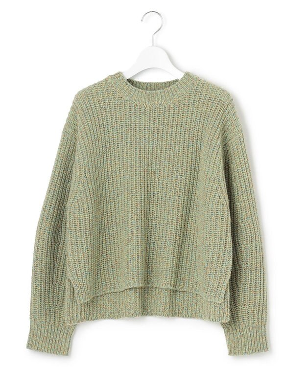 23区 L ウールバルキーカラーミックス ニット グリーン系