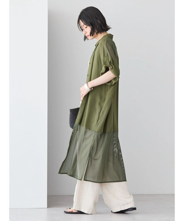 AMERICAN HOLIC サラックールメッシュ切替ワンピース Khaki