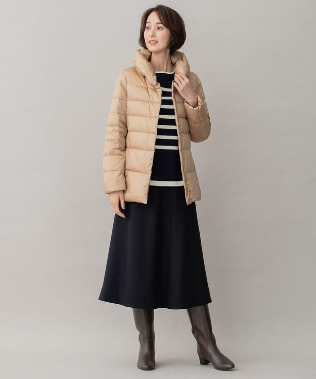 自由区 【XSサイズ～/洗える】ブライトダウン ミドル丈ダウンコート キャメル系
