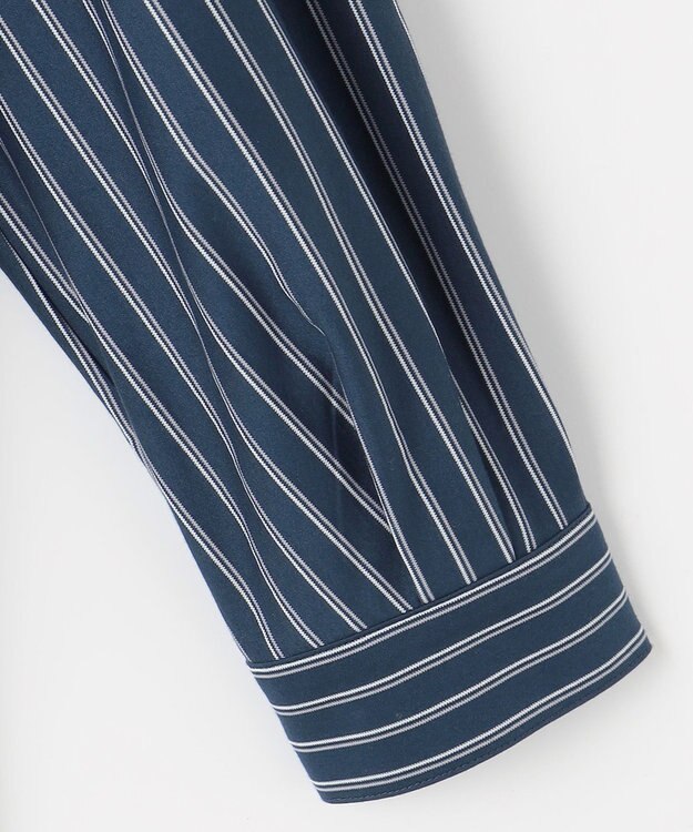 J.PRESS LADIES L ストライプジャージー シャツカラー カットソー ダルブルー系1