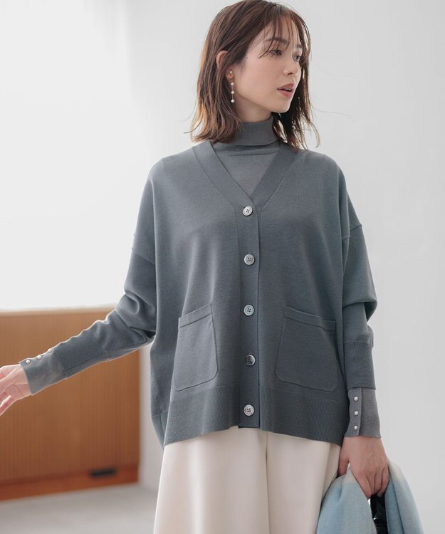 組曲 【WEB限定】ELENAオーバーニットカーディガン チャコールグレー系