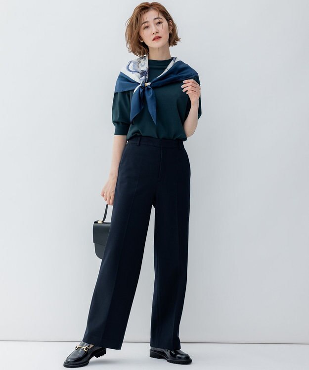 23区 【CLASSY.2月号掲載/洗える】TRストレッチギャバ ワイドパンツ ネイビー系