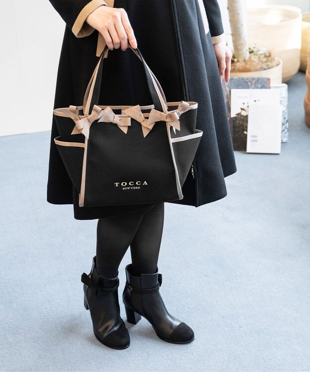 TOCCA OCTUPLE RIBBON TOTE M トートバッグ M ブラック系