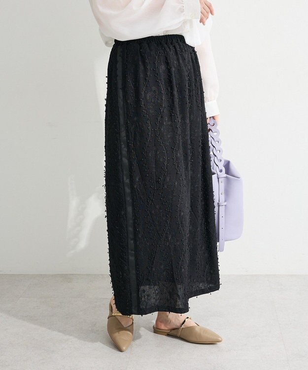 Green Parks ３Ｄレース刺しゅうスカート Black