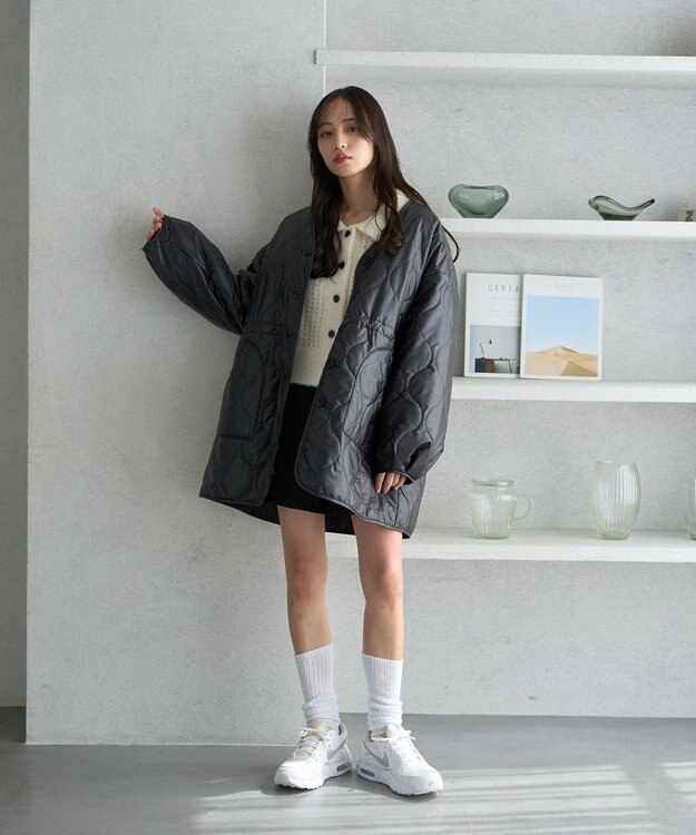 earth music&ecology キルティングハーフコート Black