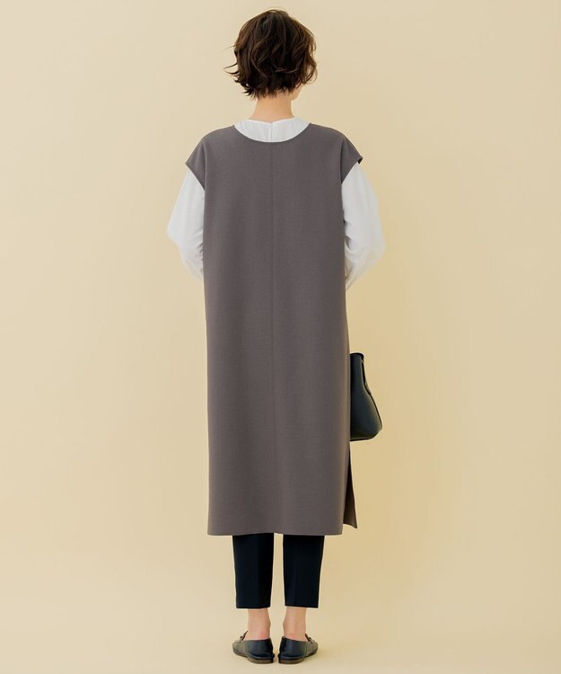 自由区 【WEB限定】ウールミルドジャージー Vネックジャンパースカート グレー系