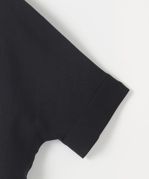 自由区 【セットアップ対応・接触冷感・UVカット・洗える】ライトリネンライク Tブラウス ブラック