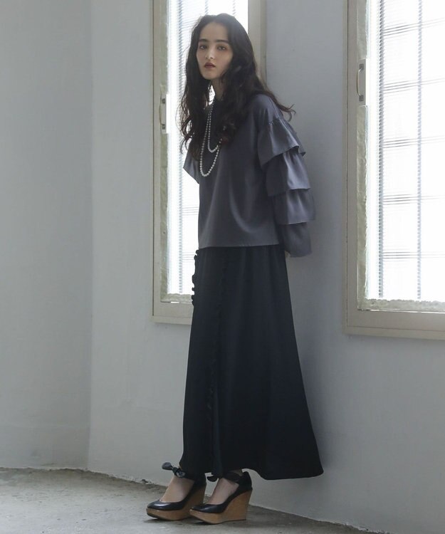 Green Parks ■ＥＳＣＡＲ　フリルスリーブプルオーバー Charcoal Gray