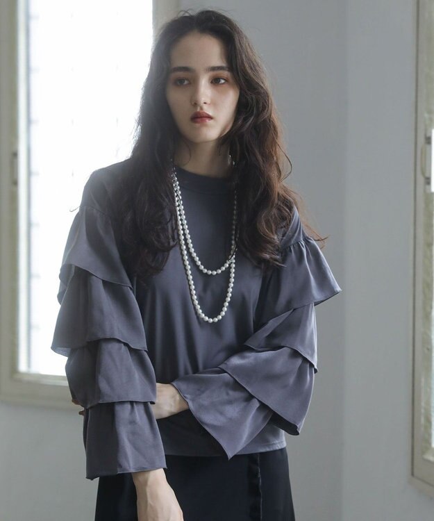 Green Parks ■ＥＳＣＡＲ　フリルスリーブプルオーバー Charcoal Gray