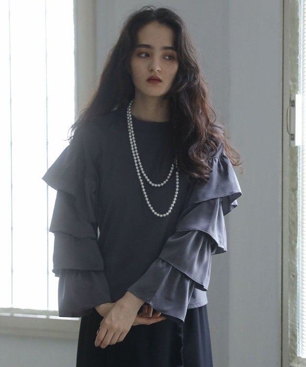 Green Parks ■ＥＳＣＡＲ　フリルスリーブプルオーバー Charcoal Gray