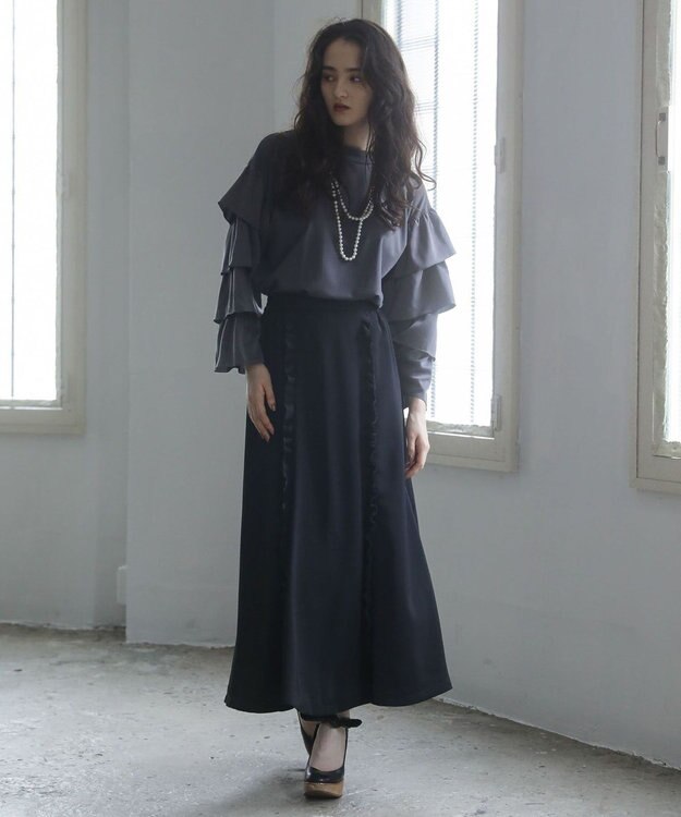 Green Parks ■ＥＳＣＡＲ　フリルスリーブプルオーバー Charcoal Gray