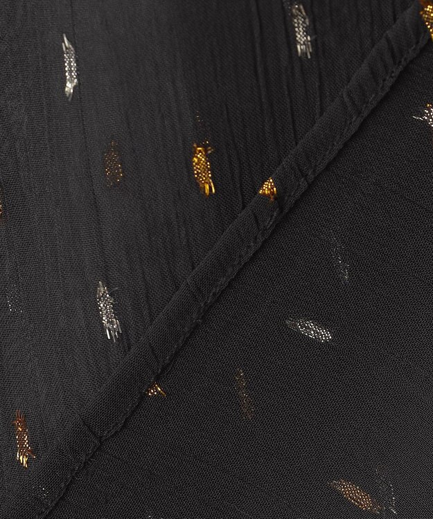 UNFILO ラメリンクルシフォン ブラウス ブラック