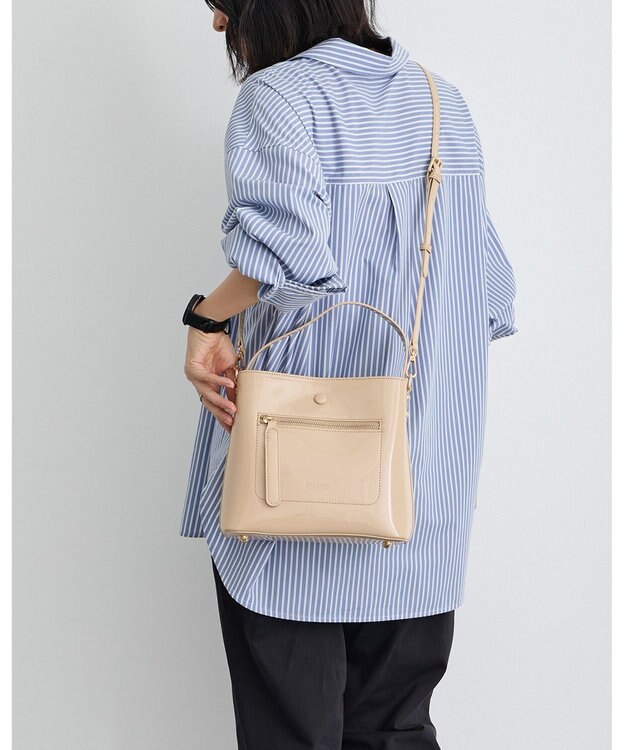 MioFIRANO スクエアエナメルハンドバッグ 2WAY　FIRANO フィラノ BEIGE