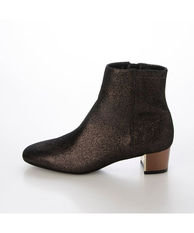 MODE ET JACOMO <MODE ET JACOMO>ストレッチレザースクエアトゥショートブーツ ブラックメタリック
