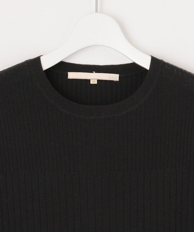 自由区 【洗える】ハイツイストコットンアセテート ニットワンピース ネイビー系