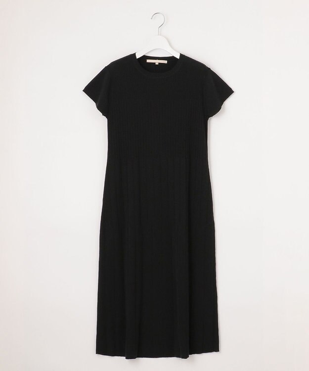 自由区 【洗える】ハイツイストコットンアセテート ニットワンピース ネイビー系