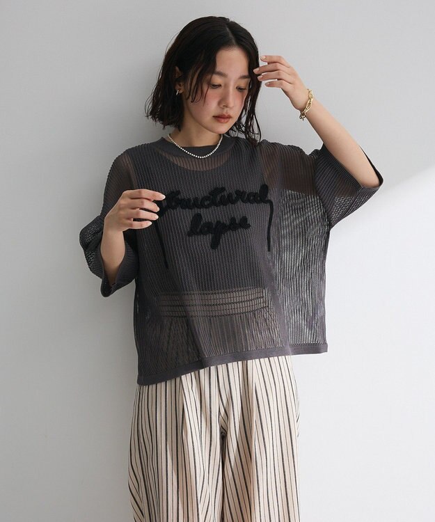 Green Parks テープロゴ透かしニットプルオーバーⅡ Charcoal Gray