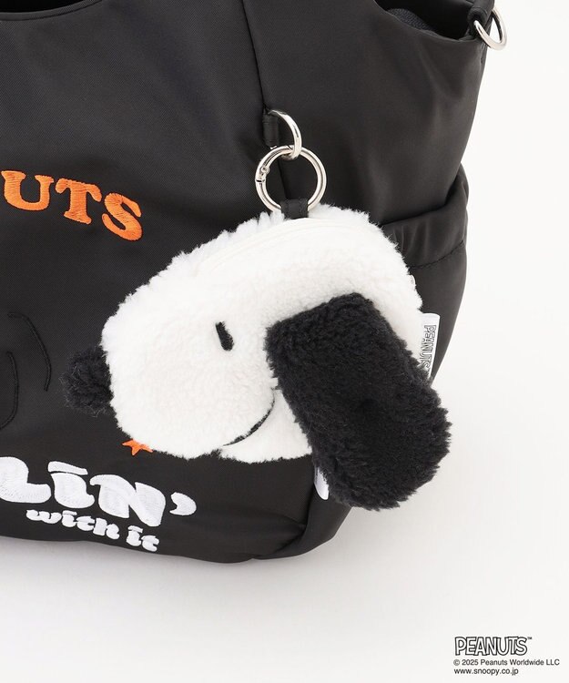 Y'SACCS SNOOPYデザイン サイドギャザー2wayトート　Mサイズ(スケートボード） ブラック