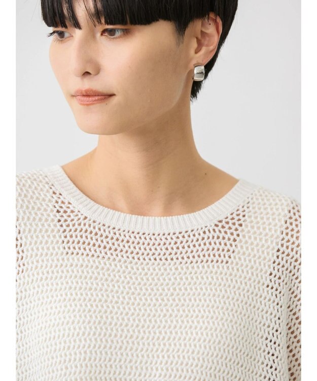 AMERICAN HOLIC 透かし編み半袖ニットプルオーバー Off White