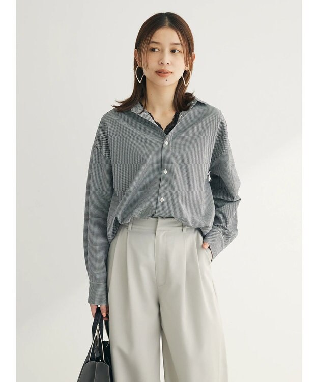 Green Parks ゆったりサッカーシャツ Gingham Check