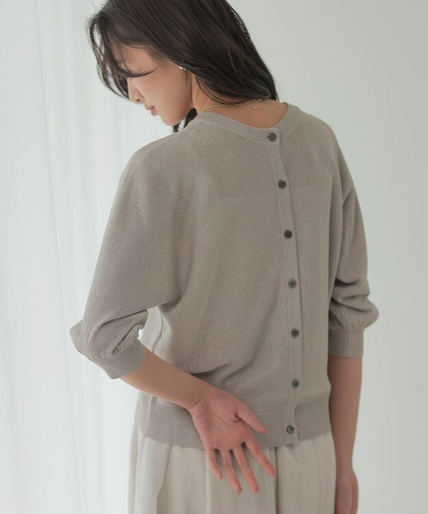 組曲 L 【先行予約・前後着用可】ドルマンスリーブライトラメ ニット グレージュ系