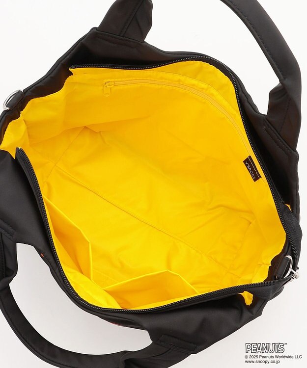 Y'SACCS SNOOPYデザイン サイドギャザー2wayトート　Mサイズ(スケートボード） ブラック