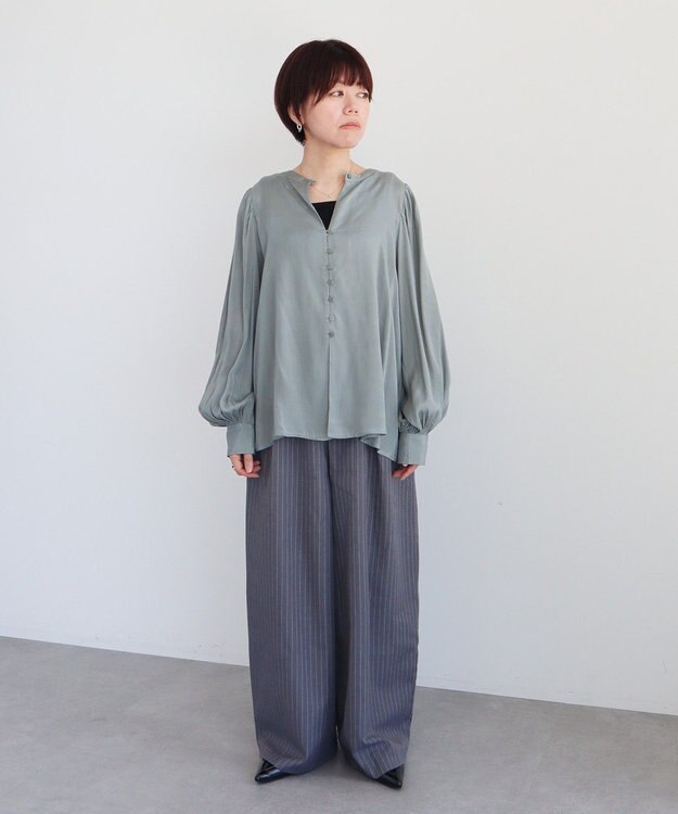 CRAFT STANDARD BOUTIQUE インド製 ボリュームスリーブブラウス Gray