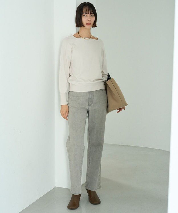 UNFILO マイビューティニット スクエアネック グレージュ