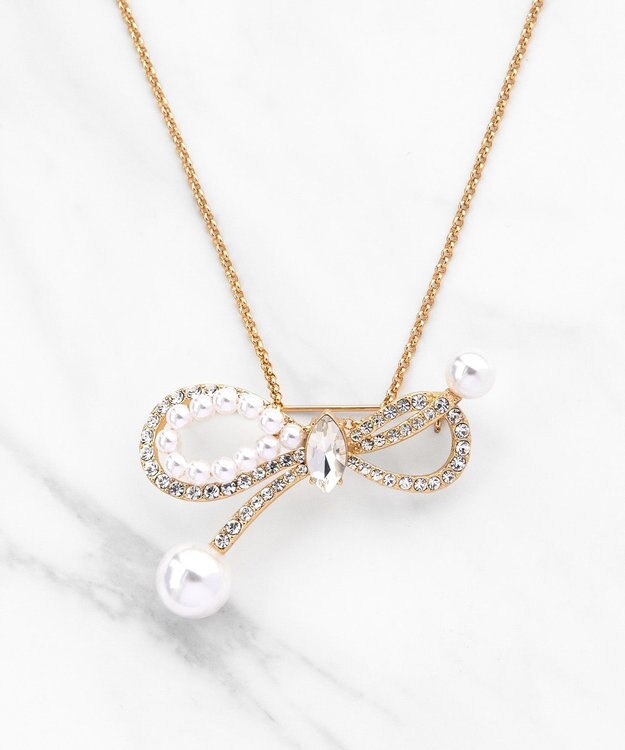 TOCCA 【八木アリサさん着用】SHAKE RIBBON 2WAY BROOCH NECKLACE ブローチネックレス ゴールド系