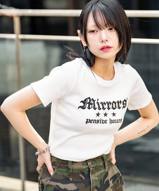 WEGO ヴィンテージウォッシュグラフィックリブT 柄5