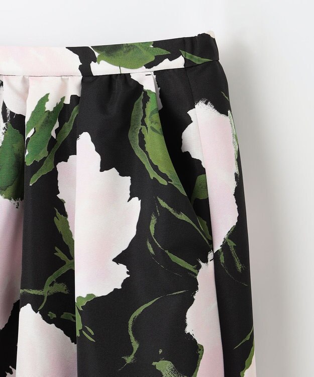 GRACE CONTINENTAL グログランボタニカルスカート ブラック