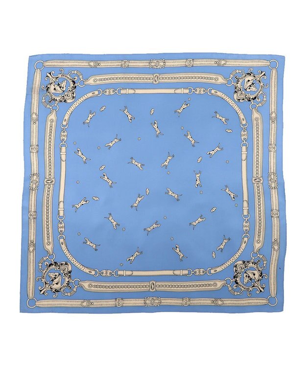 Marca 【Marcaオリジナル】ドッグ 小判 シルクツイル スカーフ ブルー