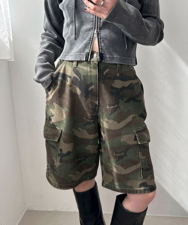 WEGO ヴィンテージウォッシュカーゴハーフパンツ 柄1