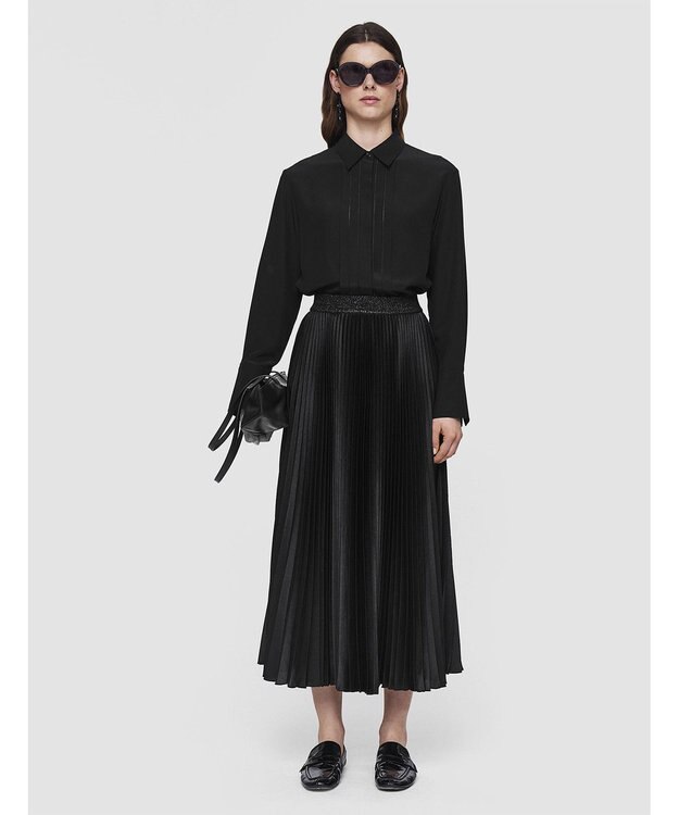JOSEPH プレーテッドウールルレックス　プリーツスカート Black