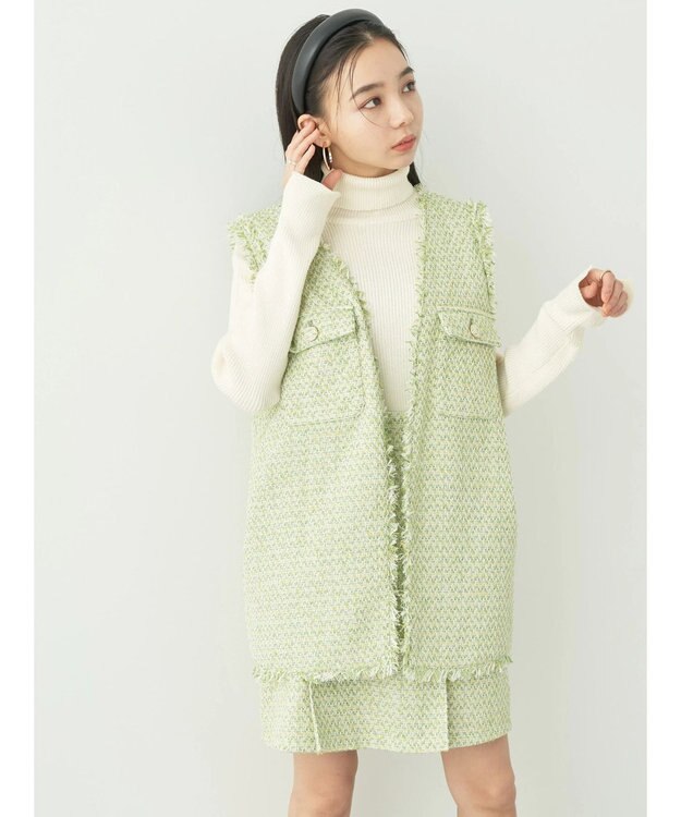 earth music&ecology ツイードジレ Lime Green