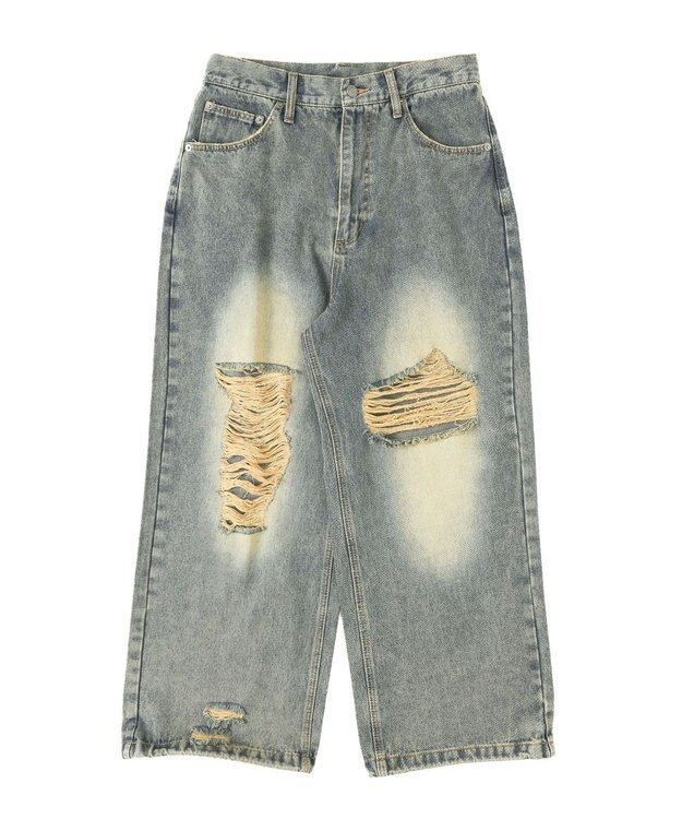 WEGO スーパーバギーダメージデニムパンツ 柄1