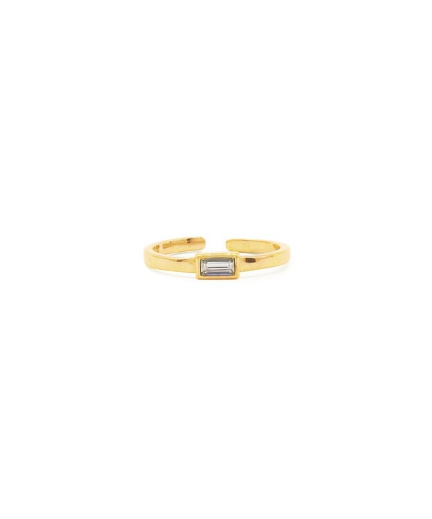 blancotokyo 【金属アレルギー対応】スクエアストーンリング GEMMA RING ゴールド