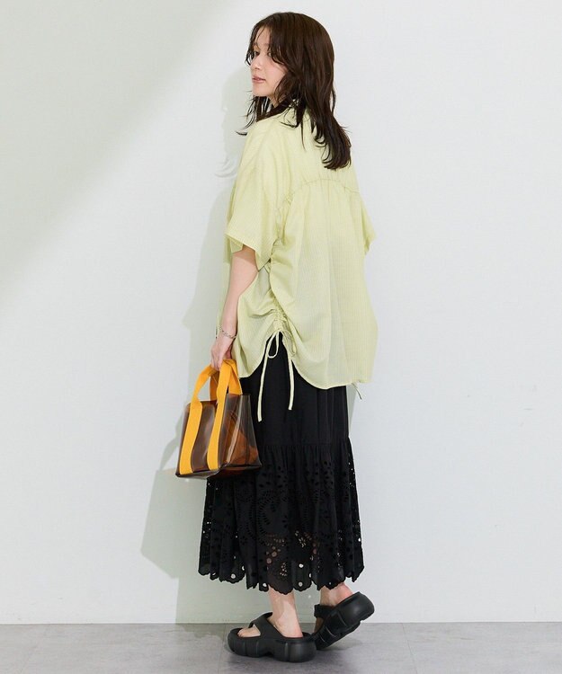 Green Parks シャーリングドロスト５分袖シャツ Lemon Yellow