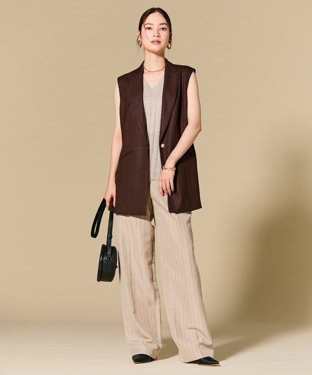 BEIGE， CAROLE / リネンライクノースリーブジレジャケット Bordeaux