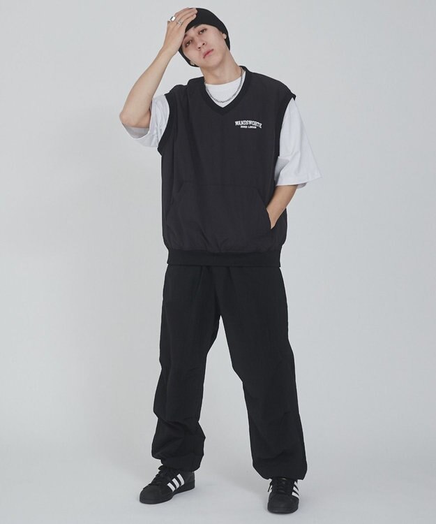 WEGO ナイロンVネックベスト ブラック