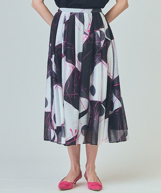 GRACE CONTINENTAL ペイントシアースカート ブラック