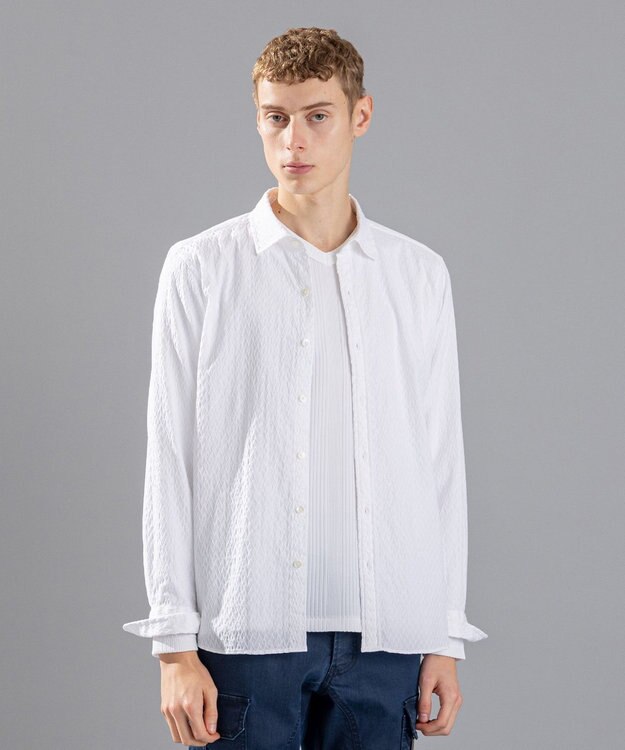 JOSEPH HOMME アロージャガードストレッチ　レギュラーカラーシャツ ホワイト系