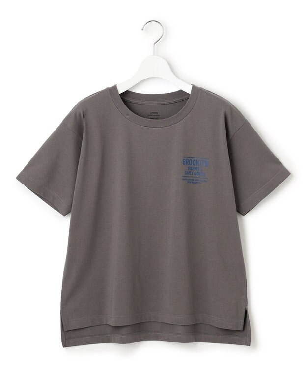 J.PRESS YORK STREET 【WOMEN】カフェロゴプリント Tシャツ ライトグレー系