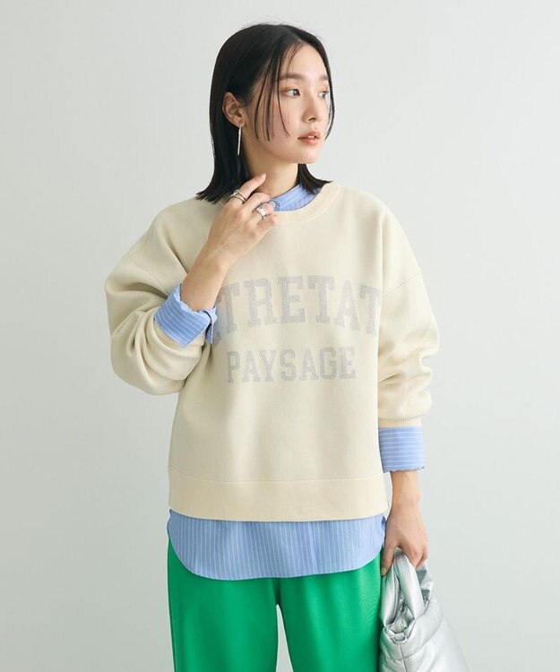 Green Parks ロゴラメニットプルオーバー Off White