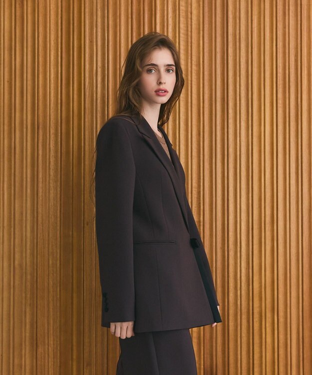 GRACE CONTINENTAL サテンボウ付テーラードジャケット ブラウン