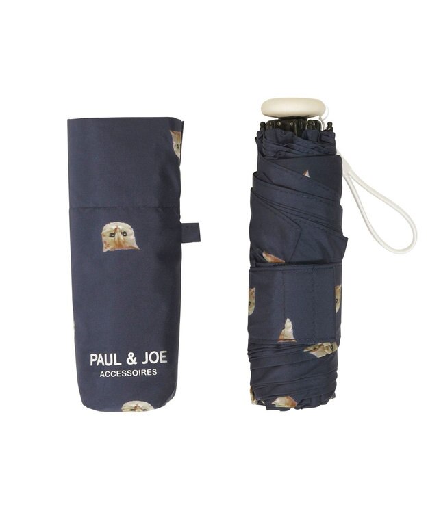 MOONBAT 【UVカット/コンパクト】ポール & ジョー (PAUL & JOE ACCESSOIRES) 折りたたみ雨傘 ドットヌネット ネイビーブルー