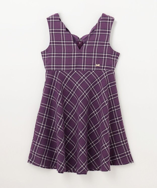 ANY KIDS チェック柄 ジャンパースカート モーブ系チェック