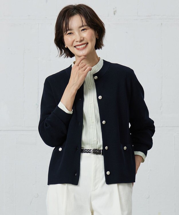 J.PRESS LADIES 【洗える】ORGANIC GASS COTTON クルーネック アウター ネイビー系