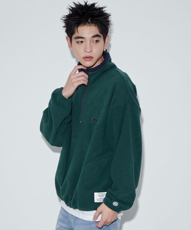 WEGO DISCUSフリースハーフジップPO グリーン