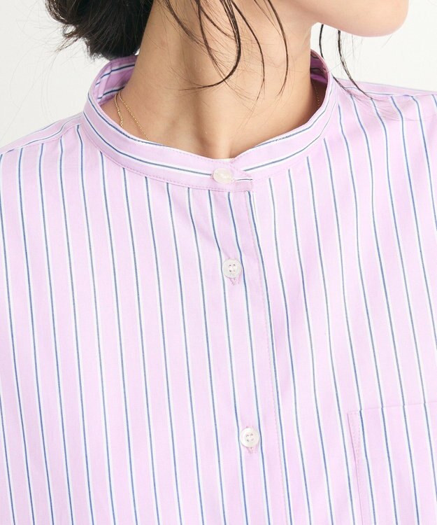 CRAFT STANDARD BOUTIQUE 【追加】バンドカラーシャツ ストライプピンク